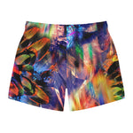 Nina Sharae Men's Bathing Suits Swim Trunks Quick Dry Beach Shorts with Pockets | Purple, Black and Multicolor Abstract