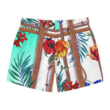 Nina Sharae Men's Bathing Suits Swim Trunks Quick Dry Beach Shorts with Pockets | Tropical Rope Blue Flower Shorts