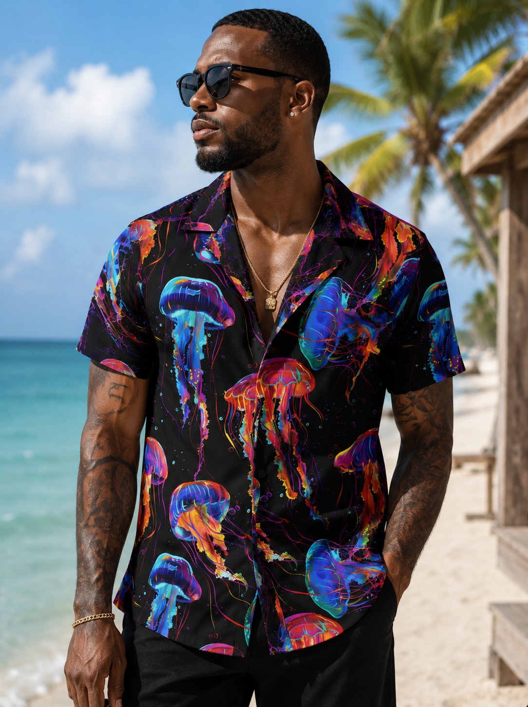 Moonlit Jelly Resort Button-Up Shirt