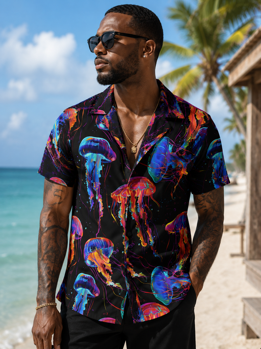 Moonlit Jelly Resort Button-Up Shirt