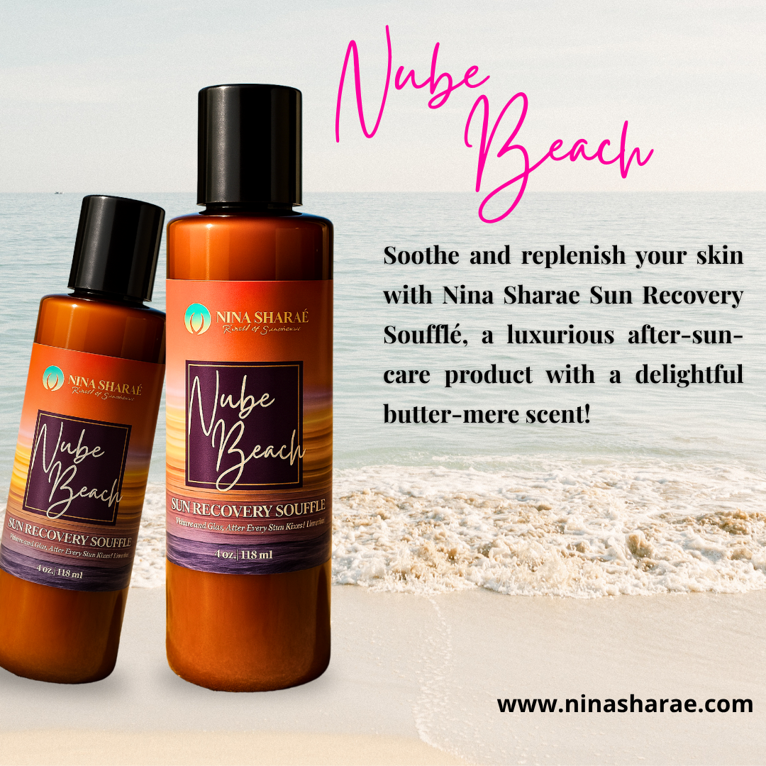 Nube Beach Sun Recovery Soufflé by Nina Sharae – After-Sun Body Lotion for Glowing Skin, Soothes, Hydrates & Restores, Lightweight Botanical Formula with Sea Moss & Manuka Honey – 4 oz