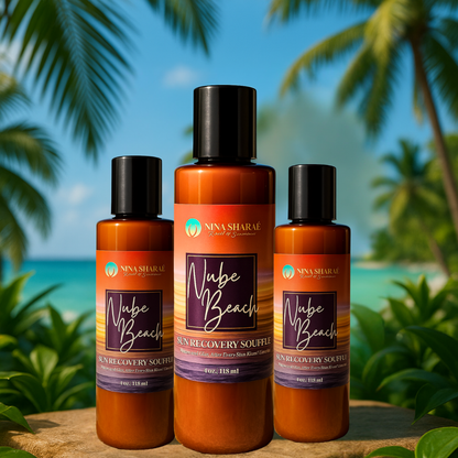 Nube Beach Sun Recovery Soufflé by Nina Sharae – After-Sun Body Lotion for Glowing Skin, Soothes, Hydrates & Restores, Lightweight Botanical Formula with Sea Moss & Manuka Honey – 4 oz