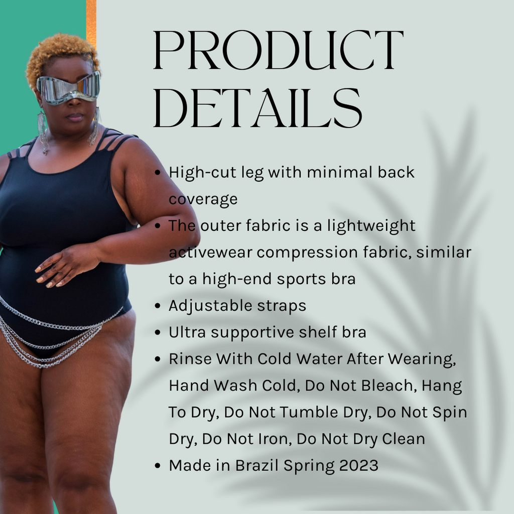 Nina Sharae Scoop Back with Strap Shoulders One Piece Black