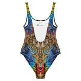 Nina Sharae Swimwear | One-Piece Swimsuit - Red, Blue Tribal Chain Prints