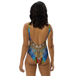 Nina Sharae Swimwear | One-Piece Swimsuit - Red, Blue Tribal Chain Prints