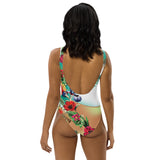 Nina Shrae Swimwear | Tropical Orange Mint Green Hawaiian One-Piece Swimsuit | Plus- Size