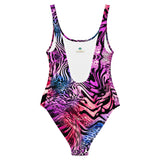 Nina Sharae Swimwear | MultiColor Purple, Pink & Blue Zebra Leopard Print One Piece Swimsuit Plus-Size