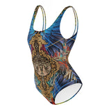 Nina Sharae Swimwear | One-Piece Swimsuit - Red, Blue Tribal Chain Prints