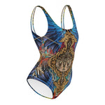 Nina Sharae Swimwear | One-Piece Swimsuit - Red, Blue Tribal Chain Prints