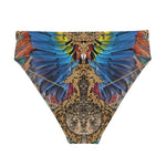 Nina Sharae Swimwear | High-Waisted Bikini Bottom - Red, Blue Tribal Chain Prints  | Bottoms Only