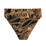 NINA SHARAE SWIMWEAR | HIGH-WAISTED BIKINI BOTTOM ONLY | BLACK, GOLD & CHAIN ANIMAL PRINT