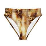 Nina Sharae Swimwear | Recycled High-Waisted Bikini Bottom | Carmel Leopard Print