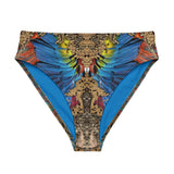 Nina Sharae Swimwear | High-Waisted Bikini Bottom - Red, Blue Tribal Chain Prints  | Bottoms Only