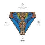 Nina Sharae Swimwear | High-Waisted Bikini Bottom - Red, Blue Tribal Chain Prints  | Bottoms Only