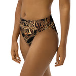 NINA SHARAE SWIMWEAR | HIGH-WAISTED BIKINI BOTTOM ONLY | BLACK, GOLD & CHAIN ANIMAL PRINT