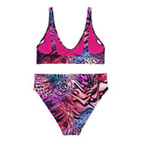 Nina Sharae Swimwear | MultiColor Purple, Pink & Blue Zebra Leopard Print High Waisted Bikini| Plus-Size