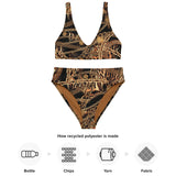 NINA SHARAE SWIMWEAR | BLACK, GOLD & CHAIN ANIMAL PRINT HIGH WAISTED BIKINI| PLUS-SIZE