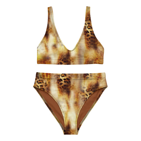 Nina Sharae Swimwear | High-Waisted Leopard Print Bikini Panties and Top | Carmel Leopard Print