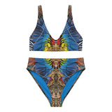 Nina Sharae Swimwear | High-waisted  - Red, Blue Tribal Chain Prints - Set