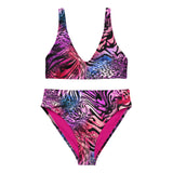 Nina Sharae Swimwear | MultiColor Purple, Pink & Blue Zebra Leopard Print High Waisted Bikini| Plus-Size