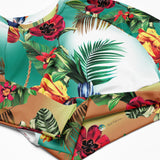 NINA SHARAE SWImWEAR | LONG SLEEVE CROP TOP - TROPICAL ORANGE MINT GREEN HAWAIIAN PRINT | PLUS SIZE