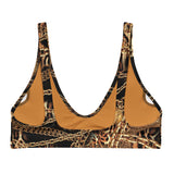 NINA SHARAE SWIMWEAR | RECYCLED PADDED SWIMSUIT BIKINI TOP ONLY | BLACK, GOLD & CHAIN ANIMAL PRINT