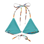 Nina Sharae Swimwear | String Bikini Top Only Blue Flower & Rope Hawaiian Print