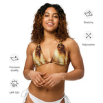 Nina Sharae Swimwear | Recycled String Bikini Top Only | Carmeal Leopard Print