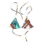 Nina Sharae Swimwear | String Bikini Top Only Blue Flower & Rope Hawaiian Print