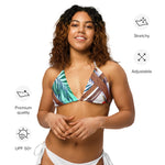 Nina Sharae Swimwear | String Bikini Top Only Blue Flower & Rope Hawaiian Print