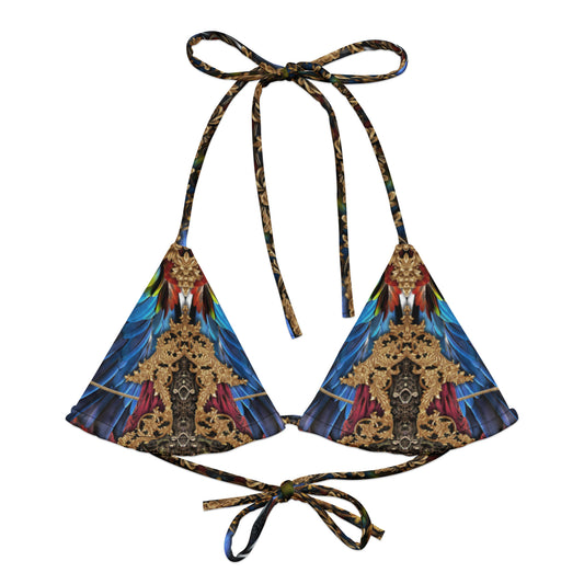 Nina Sharae Swimwear | Triangle Bikini Top - Red, Blue Tribal Chain Prints - Top Only