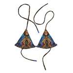 Nina Sharae Swimwear | Triangle Bikini Top - Red, Blue Tribal Chain Prints - Top Only