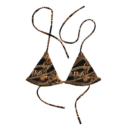 NINA SHARAE SWIMWEAR | TRIANGLE BIKINI TOP ONLY- BLACK, GOLD & CHAIN ANIMAL PRINT