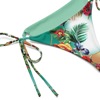 NINA SHARAE SWINWEAR | BIKINI BOTTOM ONLY- TROPICAL ORANGE MINT GREEN HAWAIIAN PRINT | PLUS SIZE