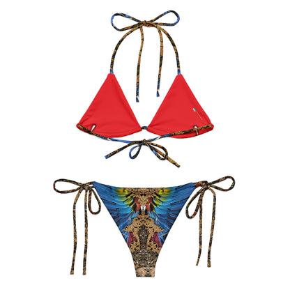 Nina Sharae Swimwear | Strig Bikini Bathing Swimsuit - Red, Blue Tribal Chain Prints