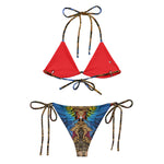 Nina Sharae Swimwear | Strig Bikini Bathing Swimsuit - Red, Blue Tribal Chain Prints