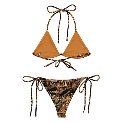 NINA SHARAE SWIMWEAR | RECYCLED STRING BIKINI | BLACK, GOLD AND CHAIN ANIMAL PRINT