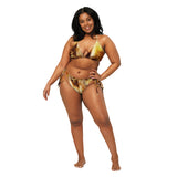 Nina Sharae Swimwear | Two Piece Triangle Halter String Cheeky Bikini Set UPF 50+ | Carmel Leopard  Print