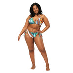 Nina Sharae Swimwear | Recycled String Bikini  Blue Hawaiian Rope & Flowers Print