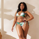 NINA SHARAE SWINWEAR | TRIANGLE BIKINI SET - TROPICAL ORANGE MINT GREEN HAWAIIAN PRINT | PLUS SIZE