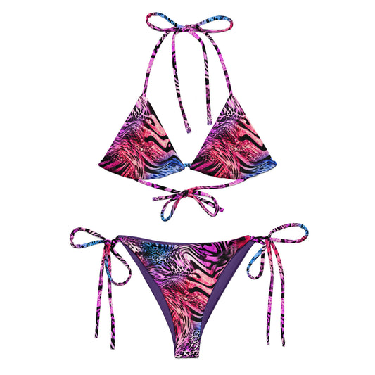 Nina Sharae Swimwear | MultiColor Purple, Pink & Blue Zebra Leopard Print Bikini | Plus-Size