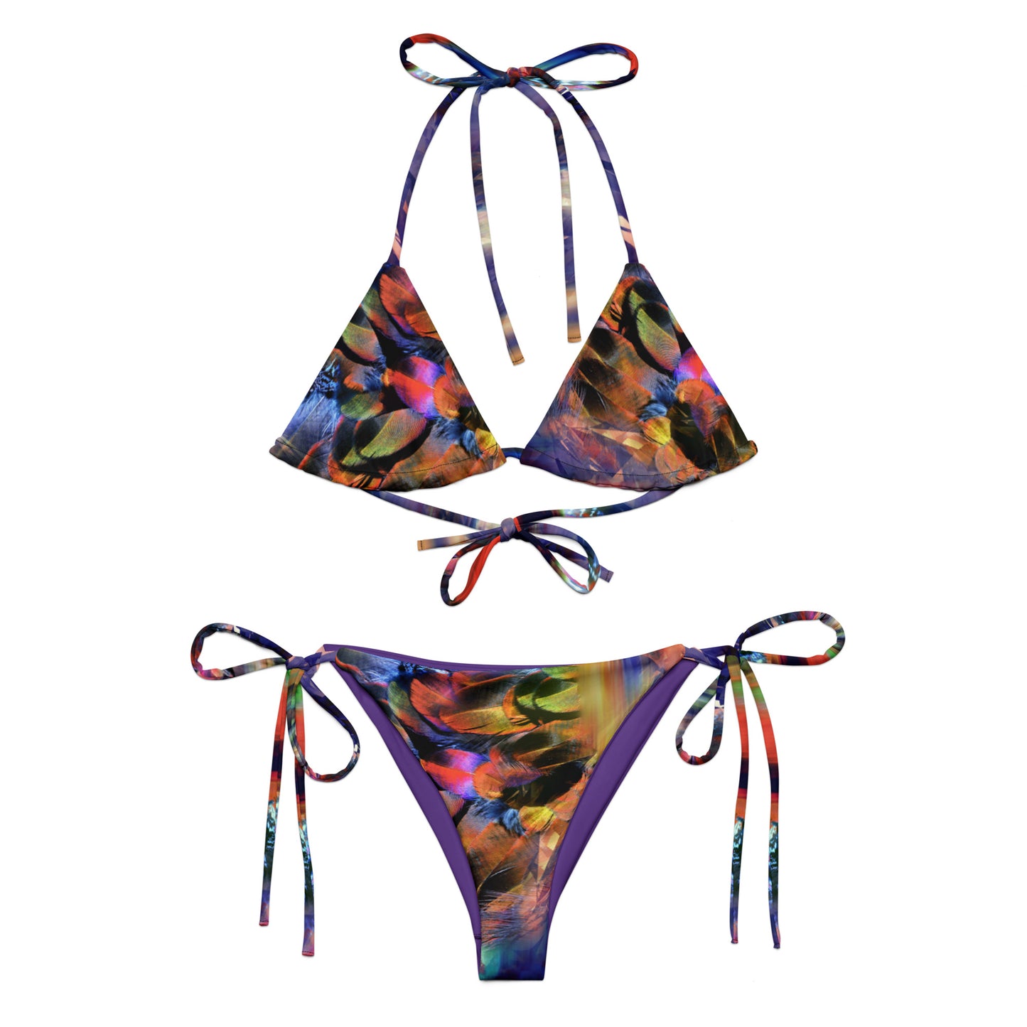 Nina Sharae Swimwear | Multicolor Purple Feather Print Bikini - Plus Size