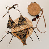 NINA SHARAE SWIMWEAR | RECYCLED STRING BIKINI | BLACK, GOLD AND CHAIN ANIMAL PRINT