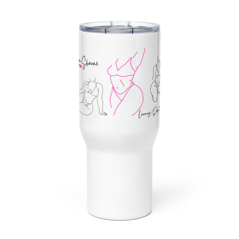 Nina Sharae Thick Pink Travel mug with a handle